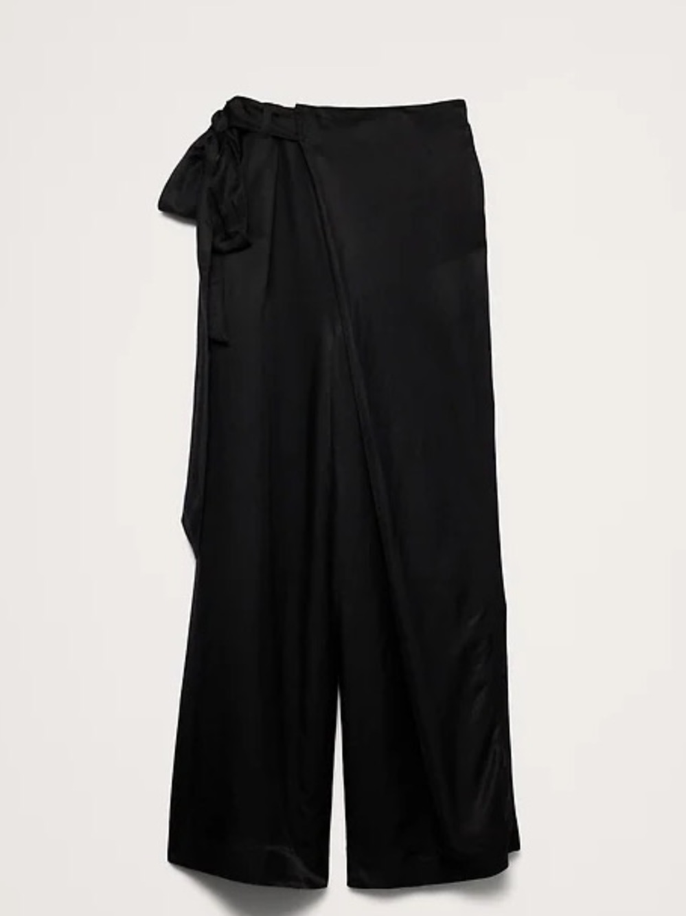 Banana Republic Wrap Wide Leg Pants Black Medium Linen Blend Resort Chic Travel